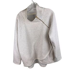 Athleta Cozy Karma Asym Women Pullover Cream Off White 1X Sweatshirt Lounge